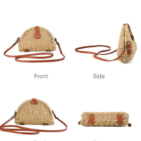 Natural Straw Crossbody Handbag - Picture 3 of 5